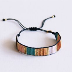 Weven armband - cognac/naakt/bruin/oud groen