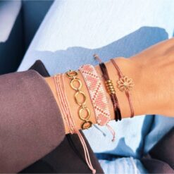 Alternative view of Satijnen armband met open bloem - mokka