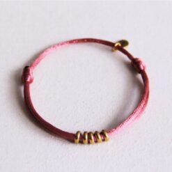 Satijnen armband met ringen - oude roos/goud