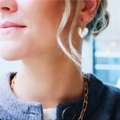 Alternative view of Oorringen van roestvrij staal met parelmoer hart