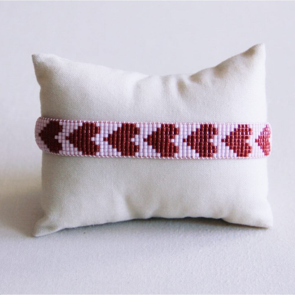 Hart geweven armband - lila/bordeaux