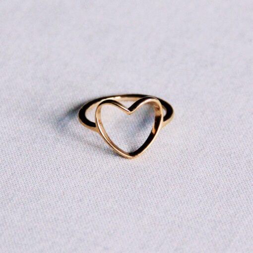 Stalen ring met open hart - goud