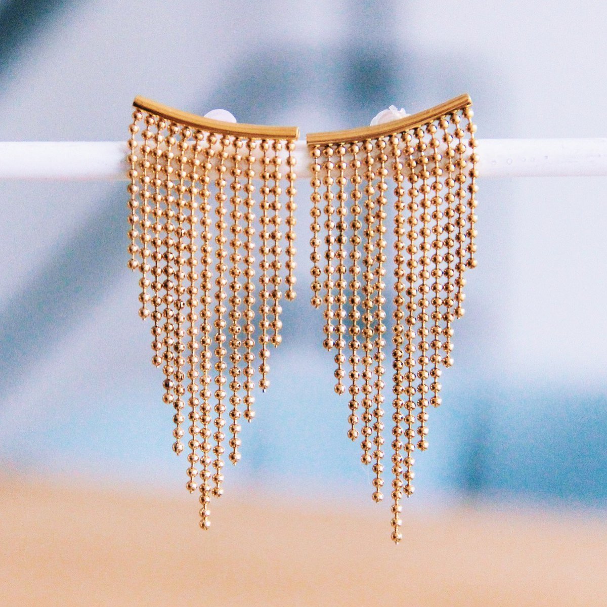 Statement oorbel waterval 'ballchain'