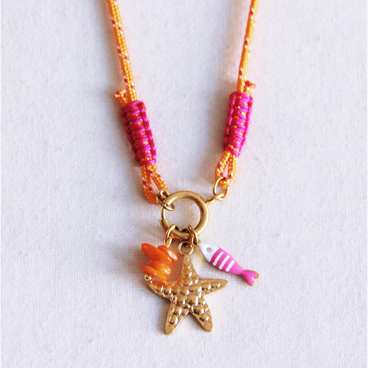 Surfketting met charmes - oranje/roze - Afbeelding 3