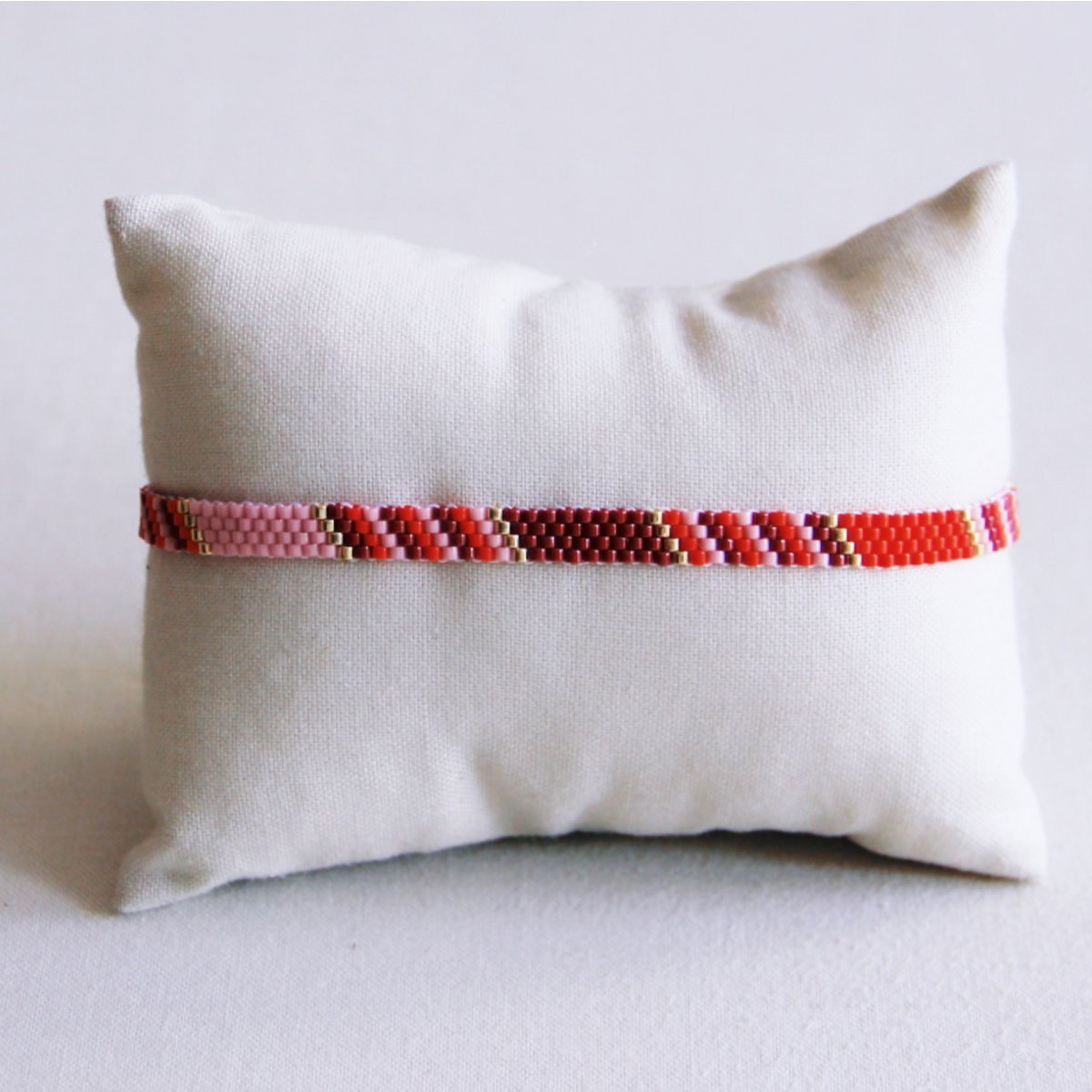 Gestreepte geweven armband - lila/rood/bordeaux - Afbeelding 3