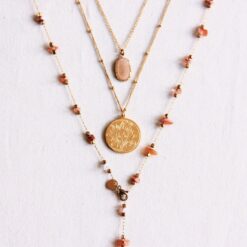 Alternative view of Edelstalen fijne ketting met bolletjes met maan/zon bedel β goud