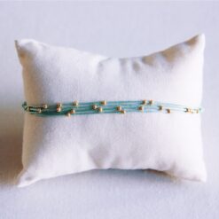 Alternative view of Viervoudige satijnen armband met kralen - oud groen