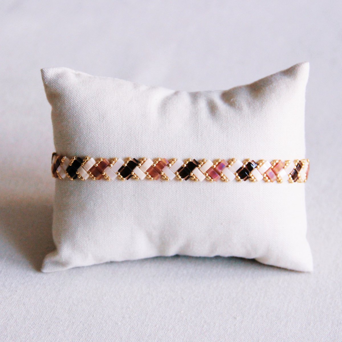 Gevlochten Tila Bead -armband - Naaktkleuren - Afbeelding 2