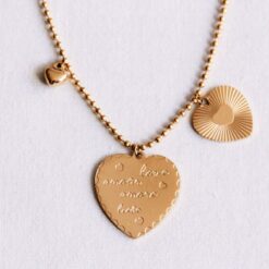 Ballchain bedelketting met 3 hartjes