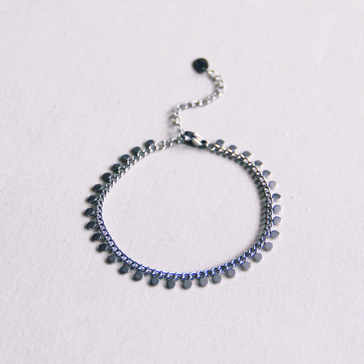 SA833: Stalen schakelarmband met muntjes - zilver - Afbeelding 2