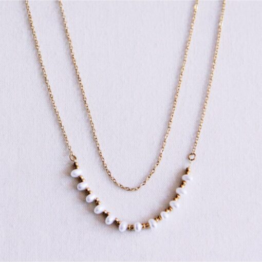 Dubbele ketting met mini -parels