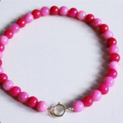 Natuurlijke stenen kralenketting xl - roze/fuchsia