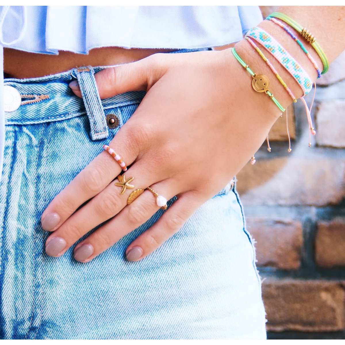 Roestvrijstalen minimalistische gevlochten ring - goud - Afbeelding 4