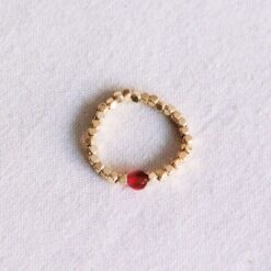 Elastische ring met natuursteen - Fuchsia