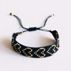 Alternative view of Hart geweven armband - zwart/verguld