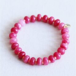 Elastische armband gemaakt van edelsteen - fuchsia/roze