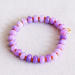 Elastische armband van edelstenen - lila/oranje