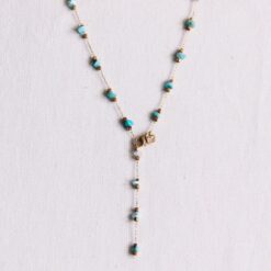 Fijne ketting van natuurlijke stenen - mint/goud