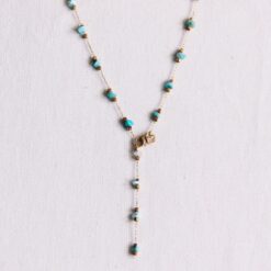 Fijne ketting van natuurlijke stenen - mint/goud