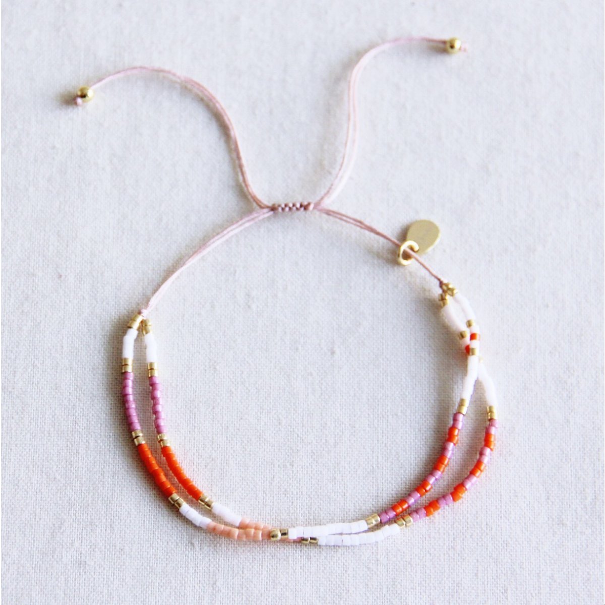 Dubbele miyuki -armband - wit/oranje/paars