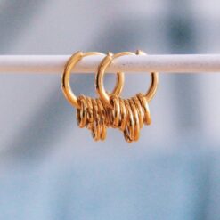 Alternative view of RVS oorbel met ringen - goud