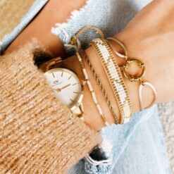 Alternative view of SA840: Stalen "twisted" armband klein – goud