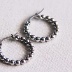 EA505.2: Stainless steel creole 20mm βballsβ β silver