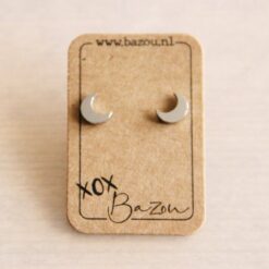 OS423 - Edelstalen oorstekers maan - zilver