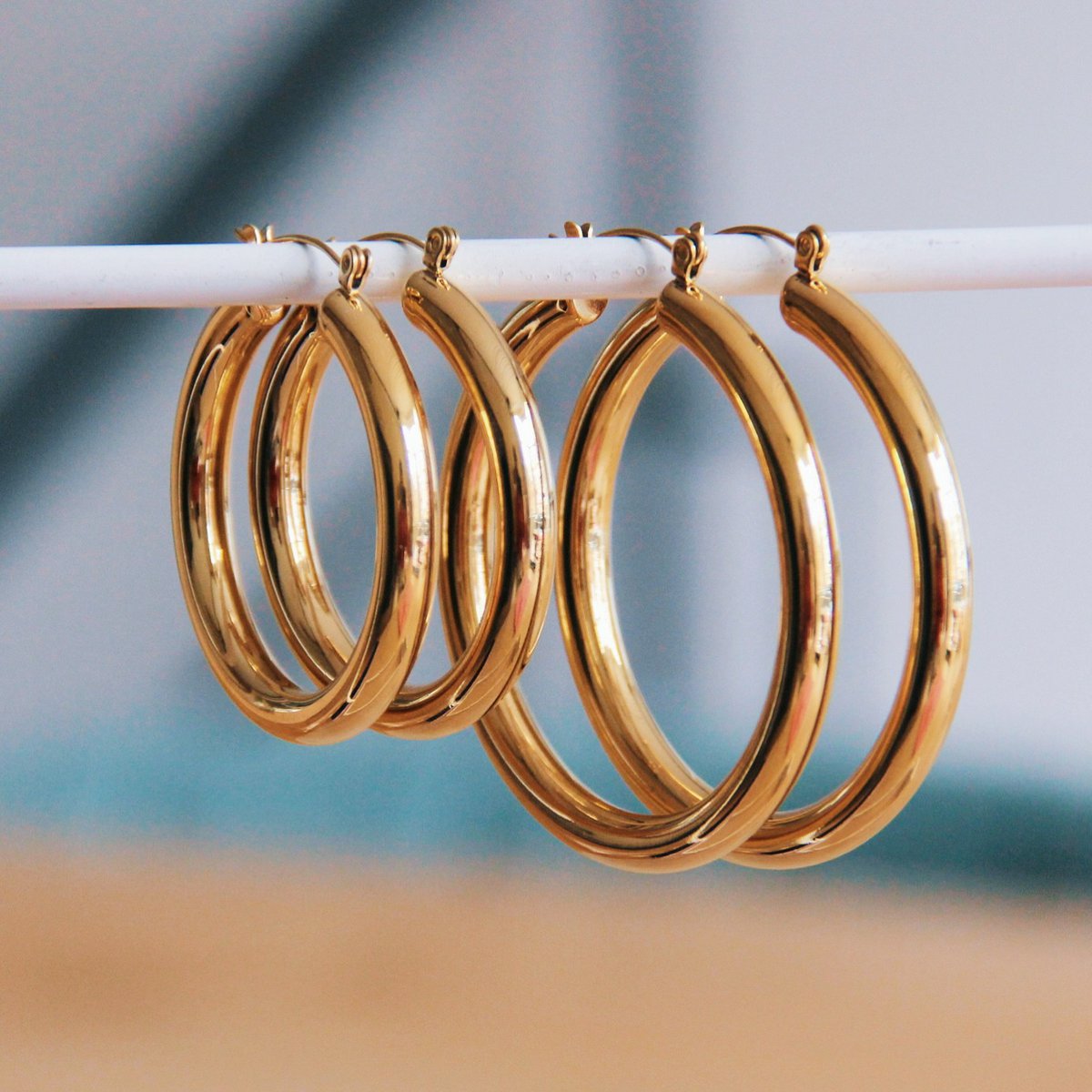 RVS ring maxi '40mm' – goud - Afbeelding 3