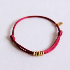 Satijnen armband met ringen - BourgondiΓ«/goud