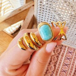 Alternative view of RVS statement 'spiraal' ring - goud