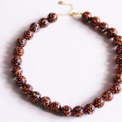 Resin kralen ketting xl - luipaardprint