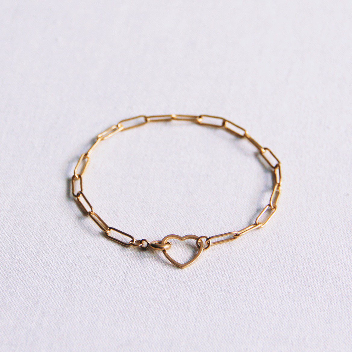 D-keten armband met open hartvergrendeling-goud - Afbeelding 2
