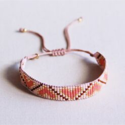 Alternative view of Hartpatroon geweven armband - Coral/cognac