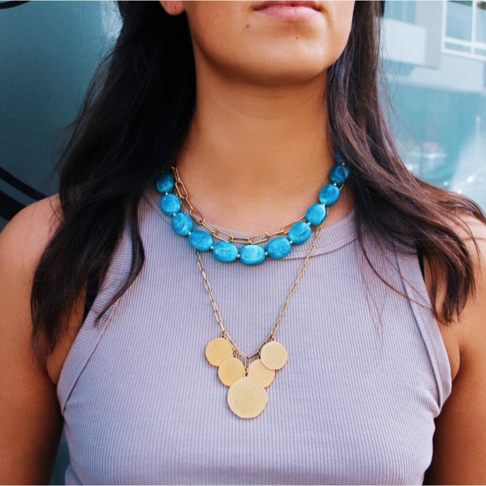 Xl ovale kraal ketting - smaragd - Afbeelding 2