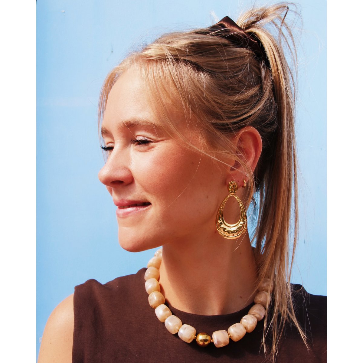 XL Square Bead ketting - Beige - Afbeelding 3