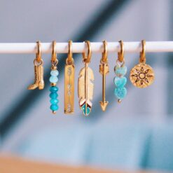 Alternative view of RVS oorringen met cowboylaars - goud