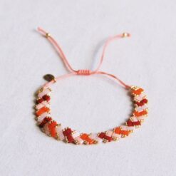 Alternative view of Gevlochten Tila kralenarmband - Zalm/Oranje/Bordeaux