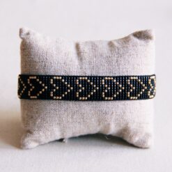 Hart geweven armband - zwart/verguld