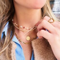 Alternative view of Fijne roestvrijstalen ketting met ronde fantasiebedel