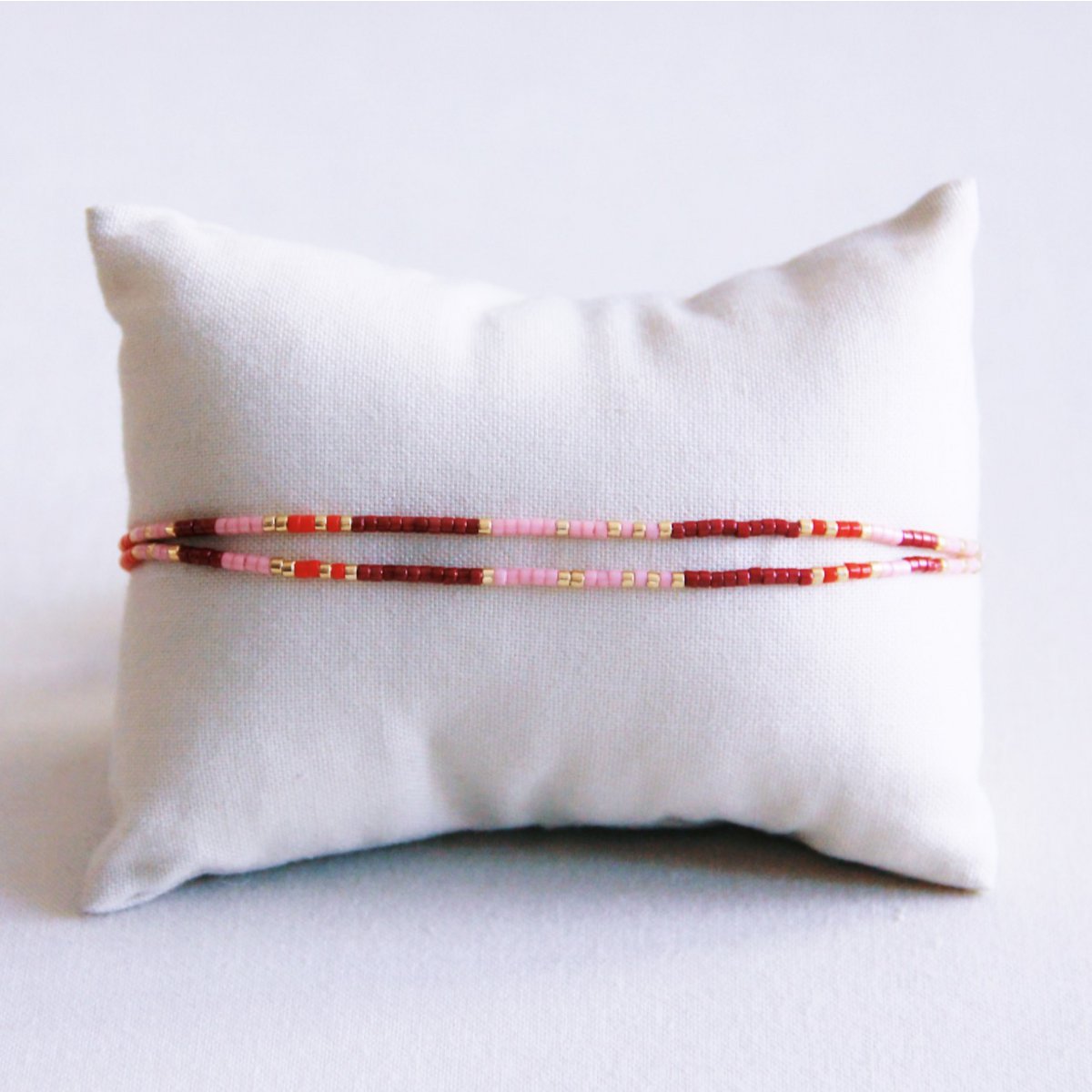 Dubbele Miyuki -armband - rood/lila/bordeaux - Afbeelding 2