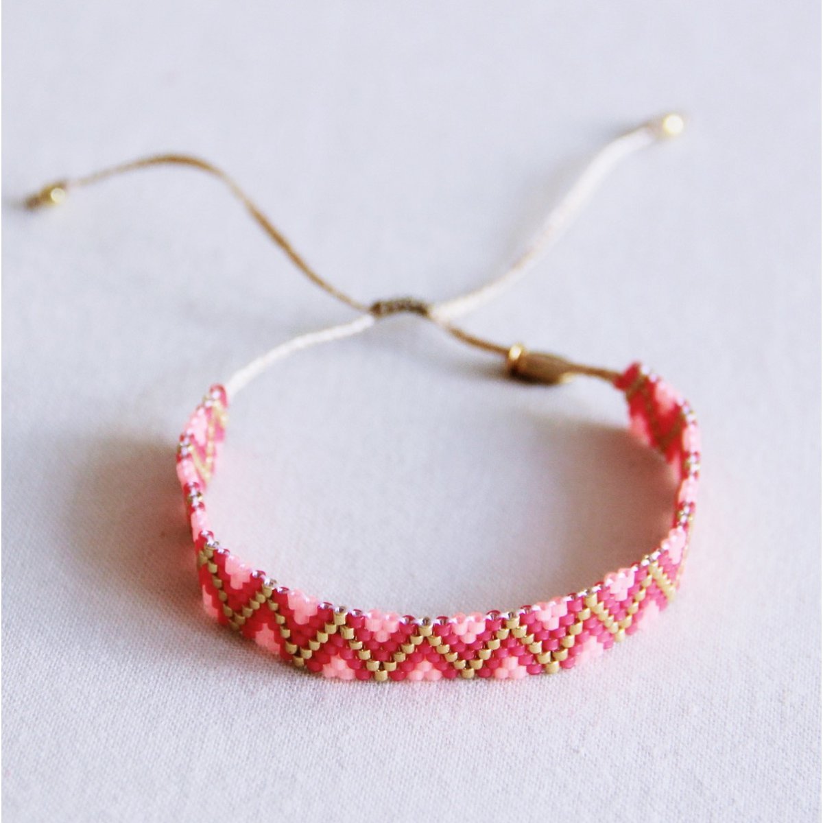 Weven Bracelet Zigzag - Hot Pink/Fuchsia - Afbeelding 2
