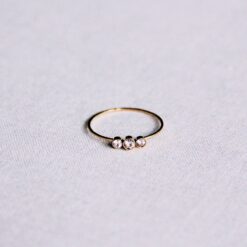 Stalen minimalistische ring met 3 mini zirkonia's - goud - R637