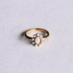RVS vintage ring met parelstenen - goud