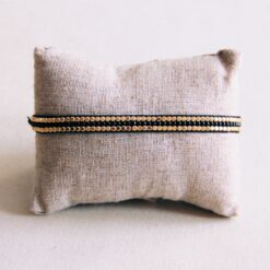 Alternative view of Geweven armband van zwarte edelstenen en goudkleurige blokken