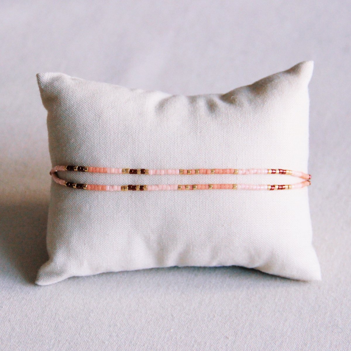 Dubbele Miyuki -armband - roze/naakt/bordeaux - Afbeelding 2