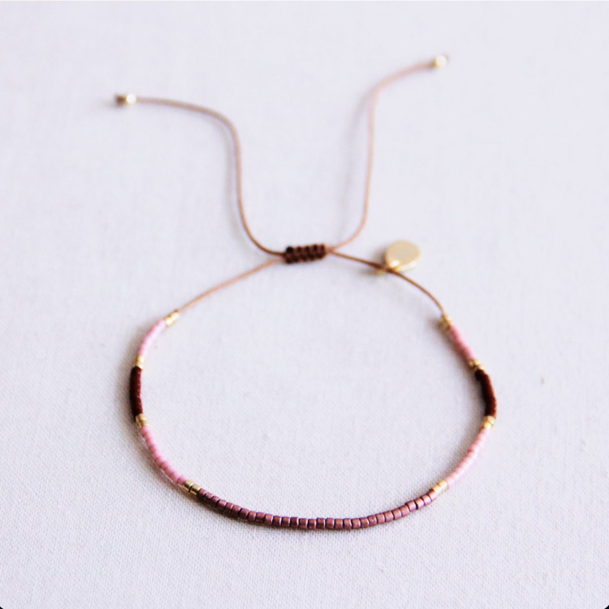 Miyuki armband kleurblokkering - lila/taupe/bordeaux