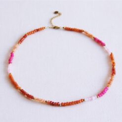Gefacetteerde ketting - koraal/roze/oranje