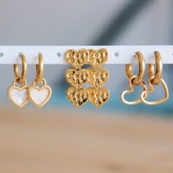 Alternative view of RVS brede creool met open hart - goud