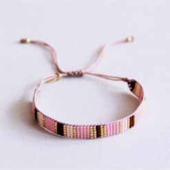 Alternative view of Weven Bracelet Striped - naakt/roze/bruin